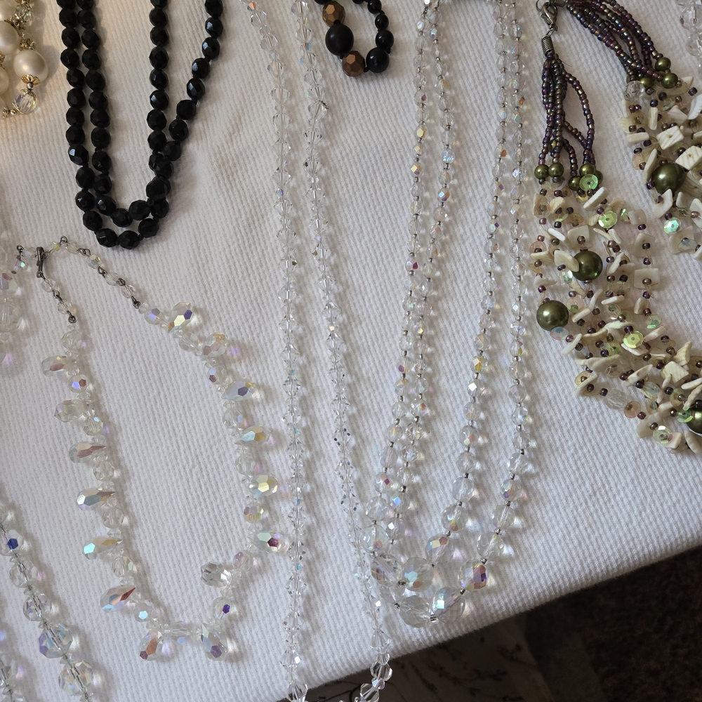 Clear Crystal Multi-Strand Necklace - Shimmering Faceted Beads